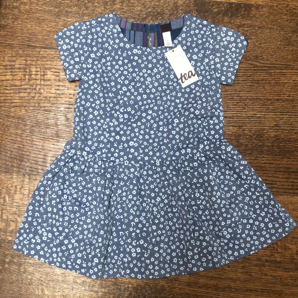 NWT Tea Collection floral chambray pocket dress